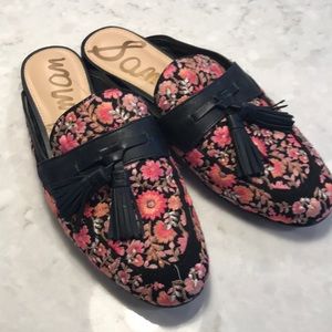 Edelman brocade flat mules